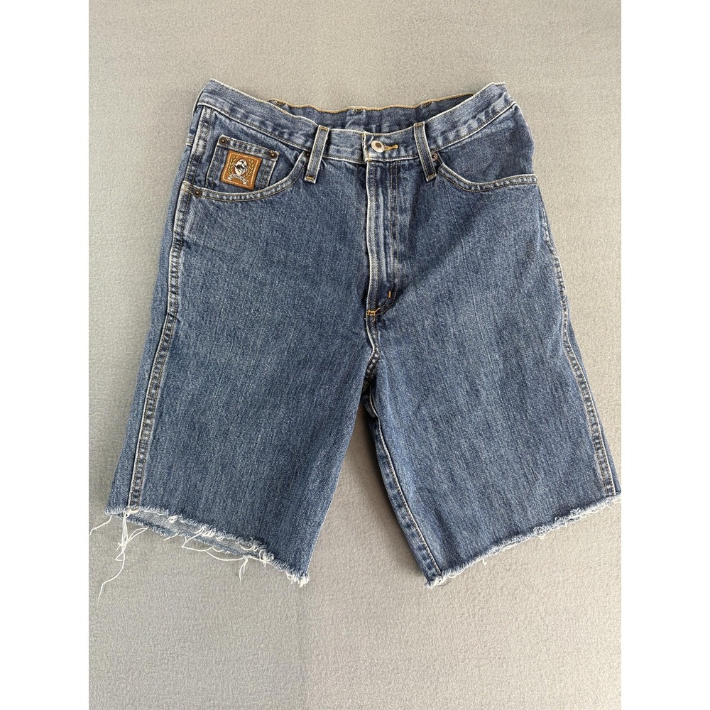 Cinch Shorts Mens 31 Blue Denim Cutoff‎ Distressed Relaxed 9 Inseam Western